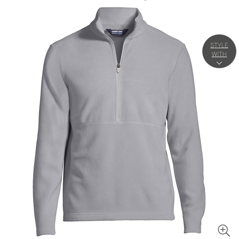 LAND'S END Thermacheck 100 Fleece Quarter Zip Gray Pullover EUC